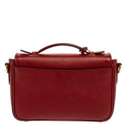 Pre Owned Prada Red Saffiano Leather Mini Sound Top Handle Bag