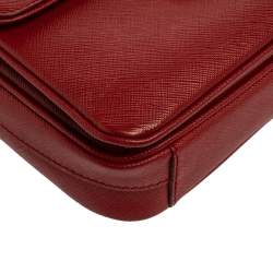 Pre Owned Prada Red Saffiano Leather Mini Sound Top Handle Bag