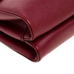 Pre Owned Prada Red Saffiano Lux Leather Spazzolato Gusset Top Handle Bag