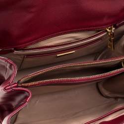 Pre Owned Prada Red Saffiano Lux Leather Spazzolato Gusset Top Handle Bag
