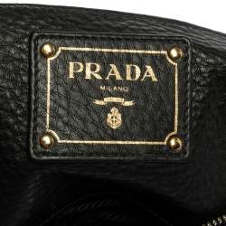 مملوكة مسبقًا Prada Black Vitello Daino Leather Hobo