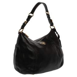 مملوكة مسبقًا Prada Black Vitello Daino Leather Hobo