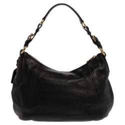 مملوكة مسبقًا Prada Black Vitello Daino Leather Hobo