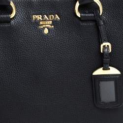 مملوكة مسبقًا Prada Black Vitello Phenix Leather Shopper Tote