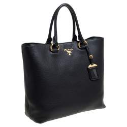 مملوكة مسبقًا Prada Black Vitello Phenix Leather Shopper Tote