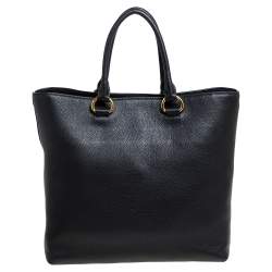 مملوكة مسبقًا Prada Black Vitello Phenix Leather Shopper Tote