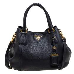Pre Owned Prada Black Vitello Daino Leather Satchel