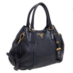 Pre Owned Prada Black Vitello Daino Leather Satchel