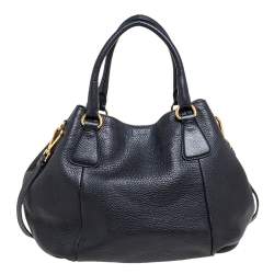 Pre Owned Prada Black Vitello Daino Leather Satchel