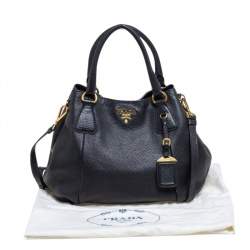 Pre Owned Prada Black Vitello Daino Leather Satchel