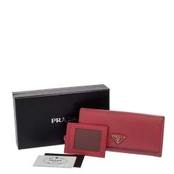 مملوكة مسبقًا  محفظة برادا كونتيننتال قلاب جلد سافيانو وردي