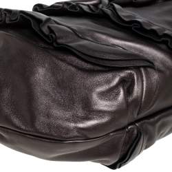 Pre Owned Prada Metallic Brown Leather Ruffle Mordore Hobo
