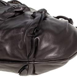 Pre Owned Prada Metallic Brown Leather Ruffle Mordore Hobo