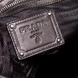 Pre Owned Prada Metallic Brown Leather Ruffle Mordore Hobo