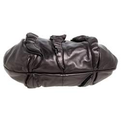 Pre Owned Prada Metallic Brown Leather Ruffle Mordore Hobo