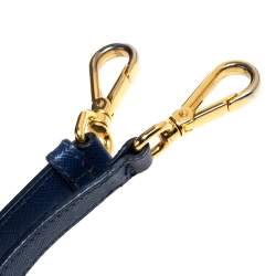 Pre Owned Prada Blue Saffiano Lux Leather Medium Galleria Double Zip Tote