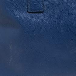 Pre Owned Prada Blue Saffiano Lux Leather Medium Galleria Double Zip Tote