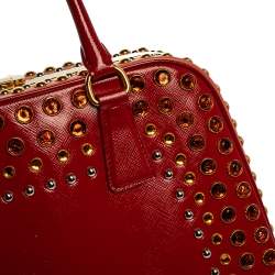 Pre Owned Prada Blush Pink/Red Patent Leather Pyramid Frame Bag