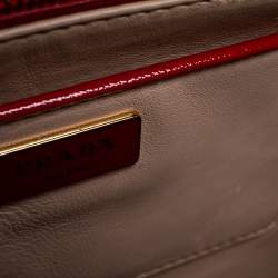 Pre Owned Prada Blush Pink/Red Patent Leather Pyramid Frame Bag