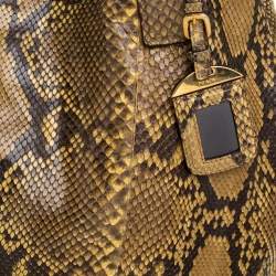 Pre Owned Prada Yellow/Black Python Shopper Tote