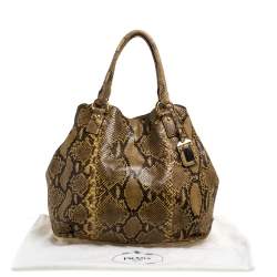 Pre Owned Prada Yellow/Black Python Shopper Tote