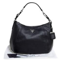 Pre Owned Prada Black Vitello Daino Leather Phenix Hobo