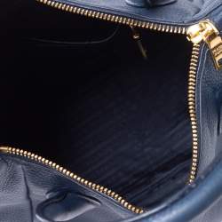 Pre Owned Prada Blue Vitello Daino Leather Sacca 2 Manici Hobo