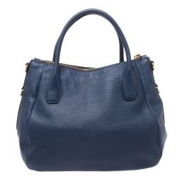 Pre Owned Prada Blue Vitello Daino Leather Sacca 2 Manici Hobo