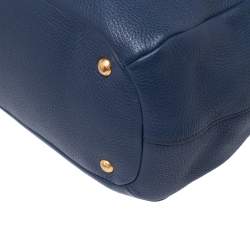 Pre Owned Prada Blue Vitello Daino Leather Sacca 2 Manici Hobo