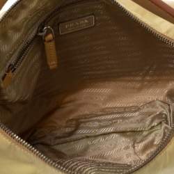 Pre Owned Prada Beige Tessuto Nylon Stencil Hobo 