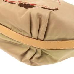 Pre Owned Prada Beige Tessuto Nylon Stencil Hobo 