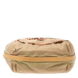 Pre Owned Prada Beige Tessuto Nylon Stencil Hobo 