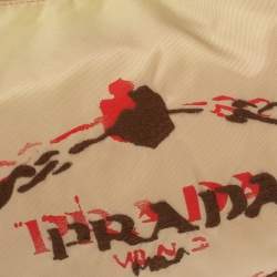 Pre Owned Prada Beige Tessuto Nylon Stencil Hobo 