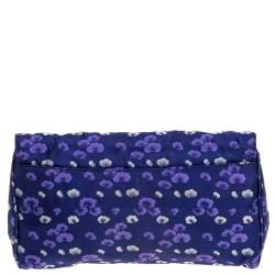Pre Owned Prada Blue/Purple Printed Fabric Pushlock Flap Clutch