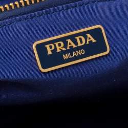 Pre Owned Prada Blue/Purple Printed Fabric Pushlock Flap Clutch
