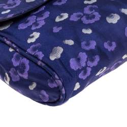 Pre Owned Prada Blue/Purple Printed Fabric Pushlock Flap Clutch