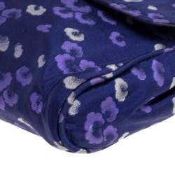 Pre Owned Prada Blue/Purple Printed Fabric Pushlock Flap Clutch