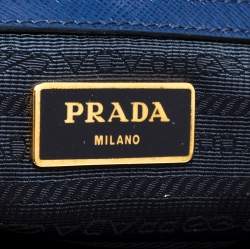 Pre Owned Prada Blue Saffiano Lux Leather Large Tote