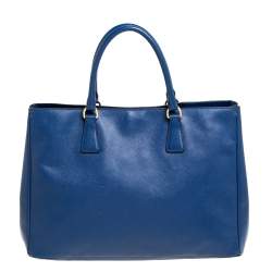 Pre Owned Prada Blue Saffiano Lux Leather Large Tote