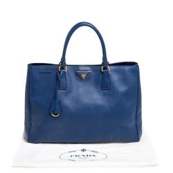 Pre Owned Prada Blue Saffiano Lux Leather Large Tote