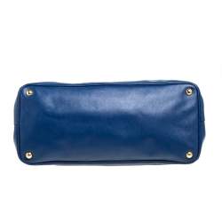 Pre Owned Prada Blue Saffiano Lux Leather Large Tote