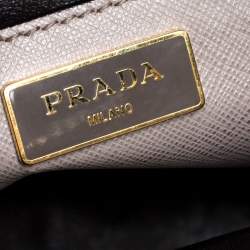 Pre Owned Prada Grey Saffiano Soft Leather Middle Zip Tote