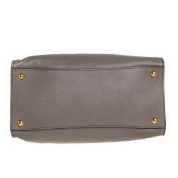 Pre Owned Prada Grey Saffiano Soft Leather Middle Zip Tote