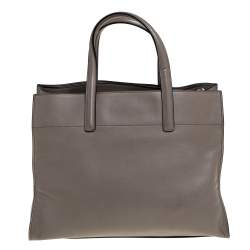 Pre Owned Prada Grey Saffiano Soft Leather Middle Zip Tote