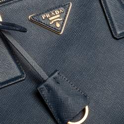 مملوكة مسبقًا حقيبة يد برادا كبيرة سحاب مزدوج جلد سافيانو لوكس أزرق