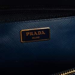 مملوكة مسبقًا حقيبة يد برادا كبيرة سحاب مزدوج جلد سافيانو لوكس أزرق