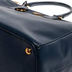 مملوكة مسبقًا حقيبة يد برادا كبيرة سحاب مزدوج جلد سافيانو لوكس أزرق