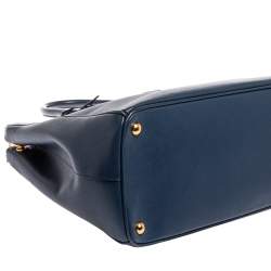 مملوكة مسبقًا حقيبة يد برادا كبيرة سحاب مزدوج جلد سافيانو لوكس أزرق