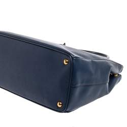 مملوكة مسبقًا حقيبة يد برادا كبيرة سحاب مزدوج جلد سافيانو لوكس أزرق