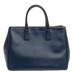 مملوكة مسبقًا حقيبة يد برادا كبيرة سحاب مزدوج جلد سافيانو لوكس أزرق